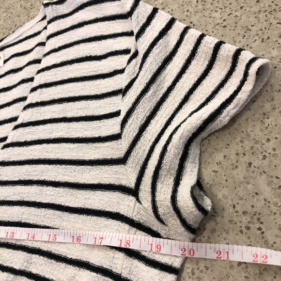 Madewell Texture & Thread Wrap Tie Top Black White Striped Short Sleeve Size M - Picture 9 of 11